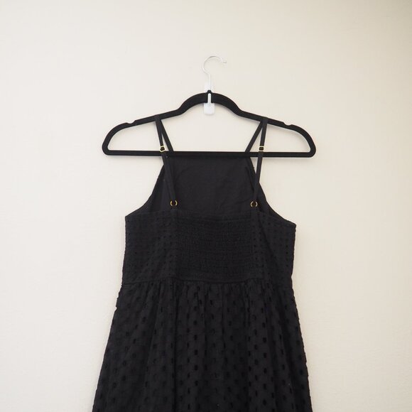 LOFT Black Eyelet Spaghetti Strap Sleeveless Midi Dress sz 2 - Picture 7 of 7